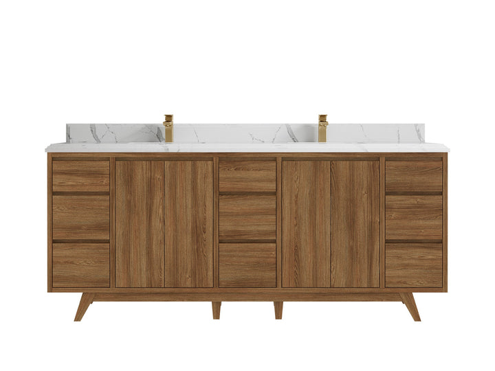 Madison Teak Wood 80 in. W x 22 in. D Double Sink Bathroom Vanity - photo 24