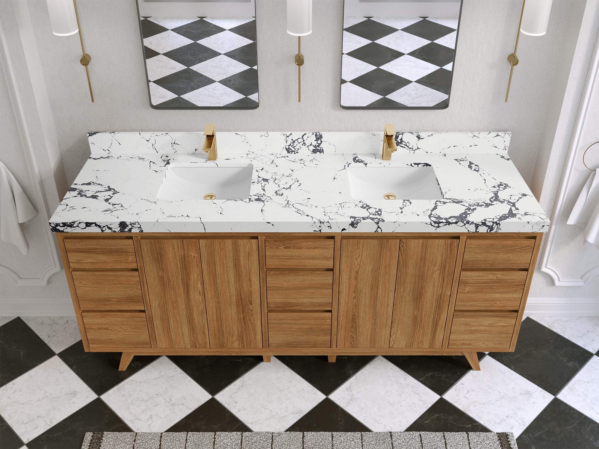 Madison Teak Wood 80 in. W x 22 in. D Double Sink Bathroom Vanity - Willow Bath and Vanity