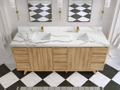 Madison Teak Wood 80 in. W x 22 in. D Double Sink Bathroom Vanity - photo 8