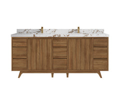 Madison Teak Wood 80 in. W x 22 in. D Double Sink Bathroom Vanity - photo 36