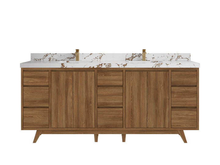 Madison Teak Wood 80 in. W x 22 in. D Double Sink Bathroom Vanity - photo 36