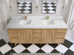 Madison Teak Wood 80 in. W x 22 in. D Double Sink Bathroom Vanity - photo 16