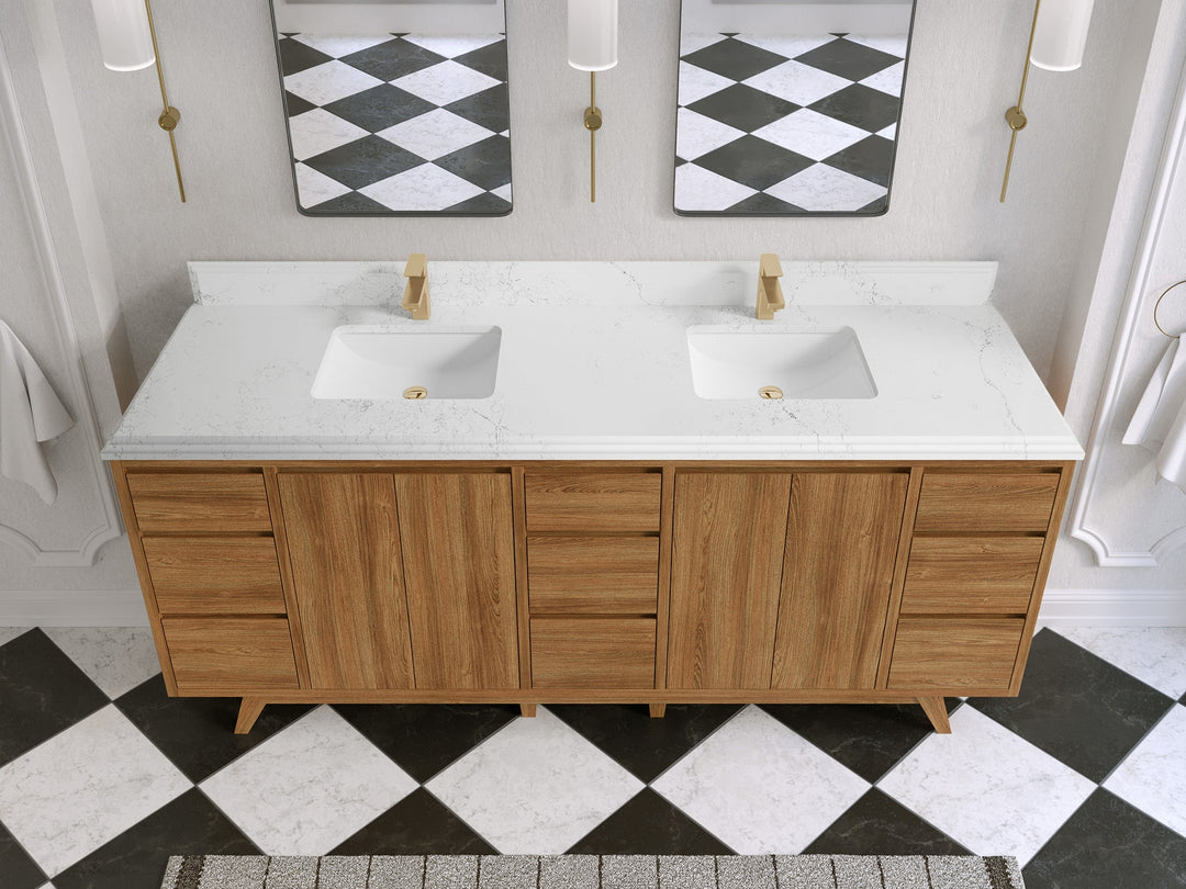 Madison Teak Wood 80 in. W x 22 in. D Double Sink Bathroom Vanity - Willow Bath and Vanity