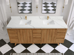 Madison Teak Wood 80 in. W x 22 in. D Double Sink Bathroom Vanity - photo 11