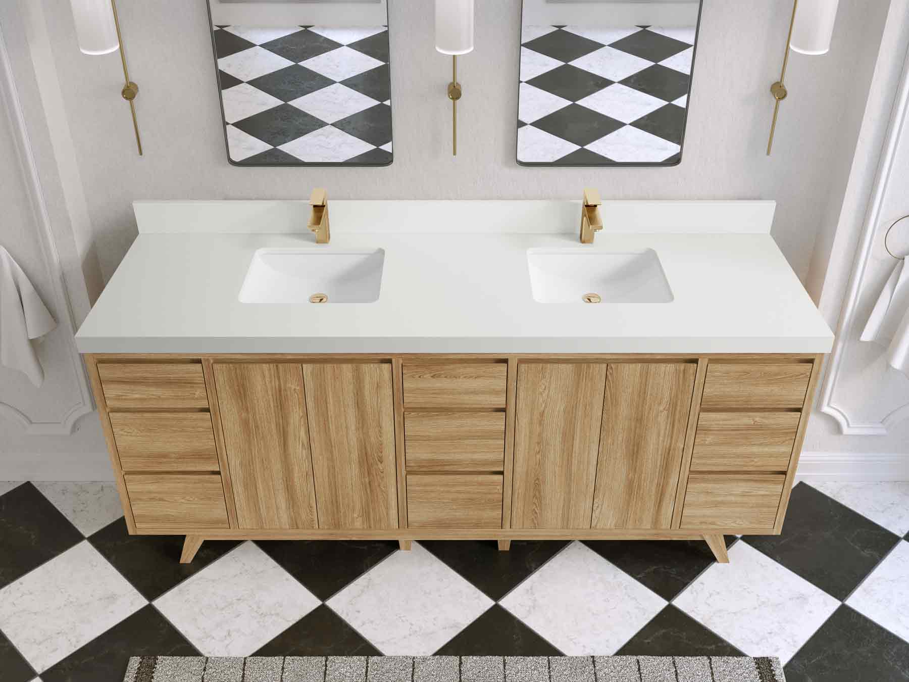 Madison Teak Wood 80 in. W x 22 in. D Double Sink Bathroom Vanity - Willow Bath and Vanity