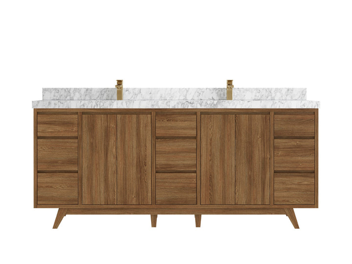 Madison Teak Wood 80 in. W x 22 in. D Double Sink Bathroom Vanity - photo 20