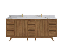 Madison Teak Wood 80 in. W x 22 in. D Double Sink Bathroom Vanity - photo 10