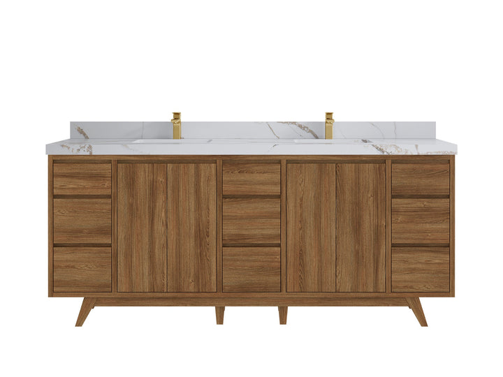 Madison Teak Wood 80 in. W x 22 in. D Double Sink Bathroom Vanity - photo 10