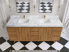 Madison Teak Wood 80 in. W x 22 in. D Double Sink Bathroom Vanity - photo 15