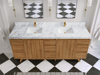 Madison Teak Wood 80 in. W x 22 in. D Double Sink Bathroom Vanity - Willow Bath and Vanity