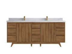 Madison Teak Wood 80 in. W x 22 in. D Double Sink Bathroom Vanity - photo 14
