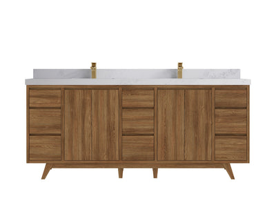 Madison Teak Wood 80 in. W x 22 in. D Double Sink Bathroom Vanity - Willow Bath and Vanity