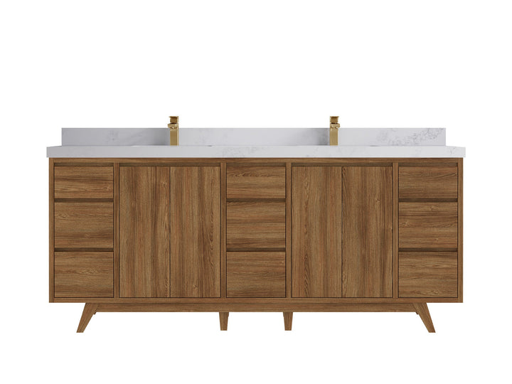 Madison Teak Wood 80 in. W x 22 in. D Double Sink Bathroom Vanity - photo 14