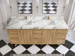 Madison Teak Wood 80 in. W x 22 in. D Double Sink Bathroom Vanity - photo 34