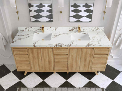 Madison Teak Wood 80 in. W x 22 in. D Double Sink Bathroom Vanity - Willow Bath and Vanity