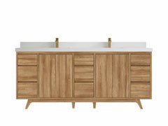 Madison Teak Wood 80 in. W x 22 in. D Double Sink Bathroom Vanity - photo 43