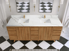 Madison Teak Wood 80 in. W x 22 in. D Double Sink Bathroom Vanity - photo 23