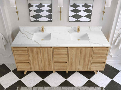 Madison Teak Wood 80 in. W x 22 in. D Double Sink Bathroom Vanity - Willow Bath and Vanity