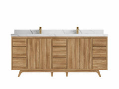 Madison Teak Wood 80 in. W x 22 in. D Double Sink Bathroom Vanity - photo 11