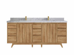 Madison Teak Wood 80 in. W x 22 in. D Double Sink Bathroom Vanity - photo 41