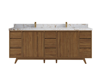 Madison Teak Wood 84 in. W x 22 in. D Double Sink Bathroom Vanity - Willow Bath and Vanity