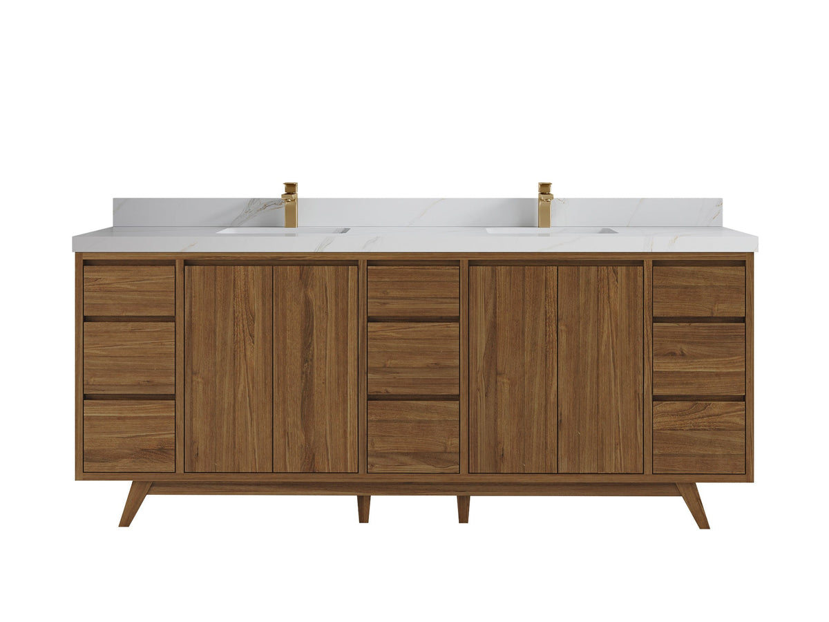 Madison Teak Wood 84 in. W x 22 in. D Double Sink Bathroom Vanity - Willow Bath and Vanity