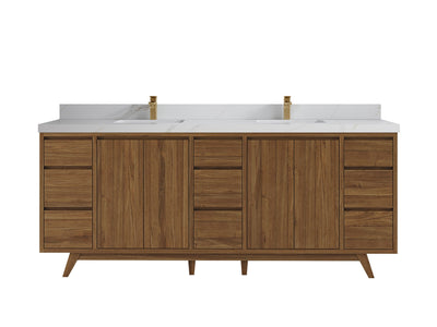 Madison Teak Wood 84 in. W x 22 in. D Double Sink Bathroom Vanity - Willow Bath and Vanity