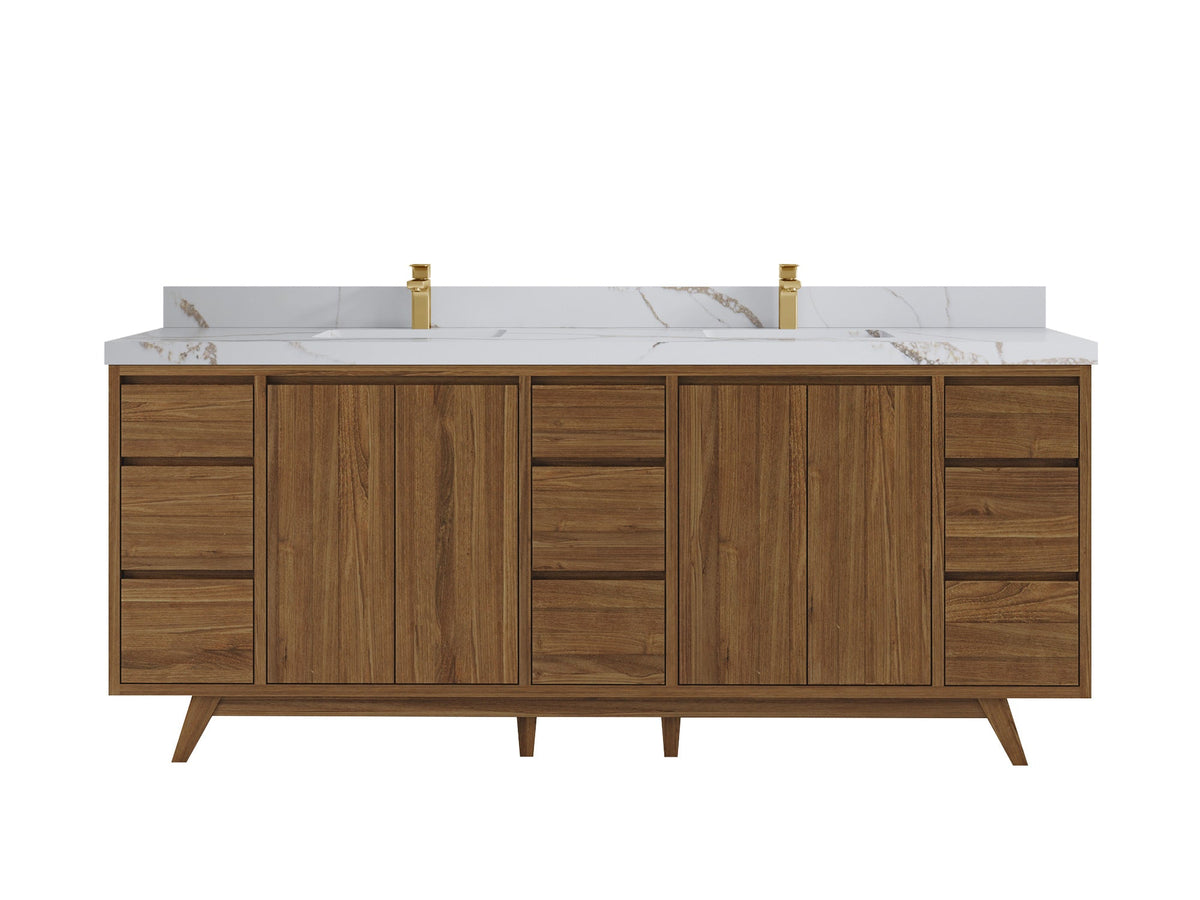 Madison Teak Wood 84 in. W x 22 in. D Double Sink Bathroom Vanity - Willow Bath and Vanity