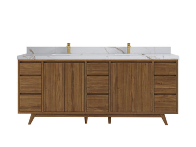 Madison Teak Wood 84 in. W x 22 in. D Double Sink Bathroom Vanity - Willow Bath and Vanity