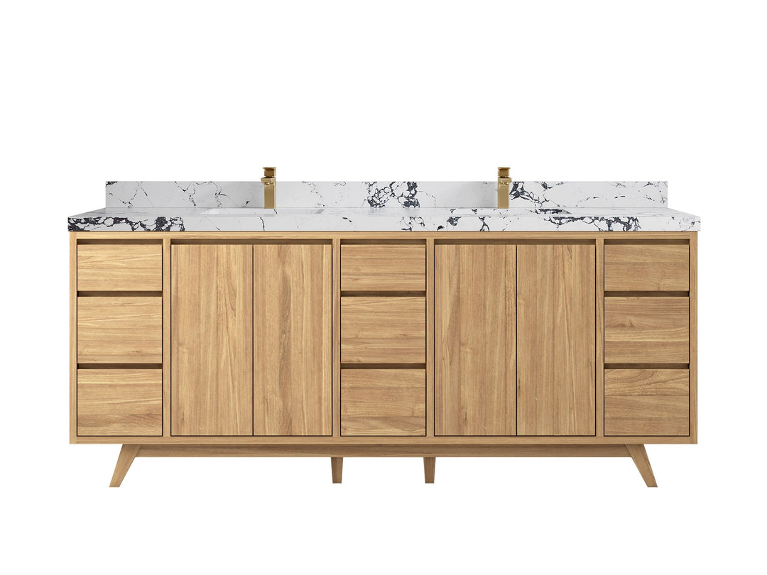 Madison Teak Wood 84 in. W x 22 in. D Double Sink Bathroom Vanity - Willow Bath and Vanity