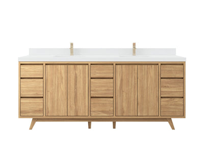 Madison Teak Wood 84 in. W x 22 in. D Double Sink Bathroom Vanity - Willow Bath and Vanity
