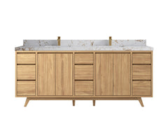 Madison Teak Wood 84 in. W x 22 in. D Double Sink Bathroom Vanity - photo 24