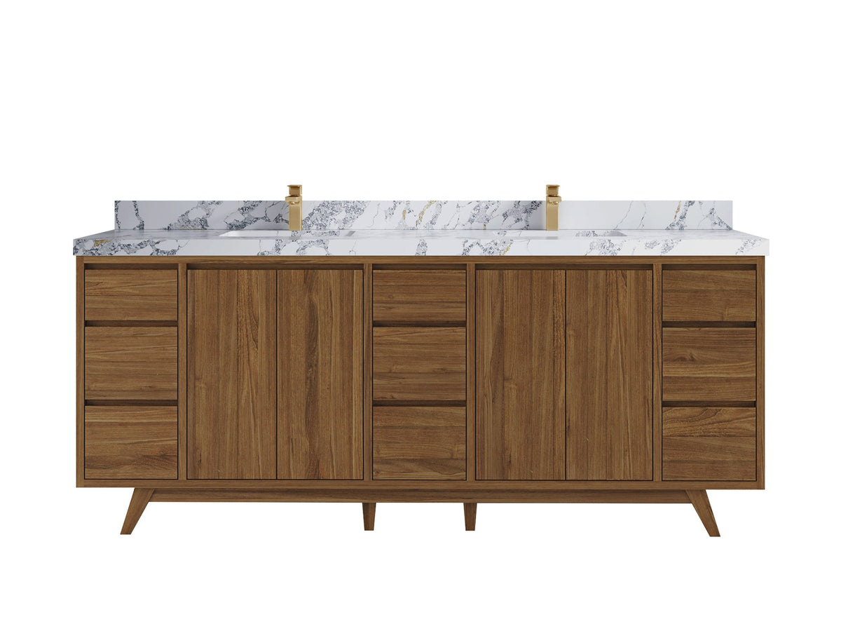 Madison Teak Wood 84 in. W x 22 in. D Double Sink Bathroom Vanity - Willow Bath and Vanity