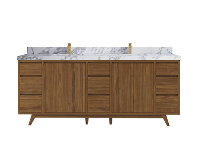 Madison Teak Wood 84 in. W x 22 in. D Double Sink Bathroom Vanity - Willow Bath and Vanity