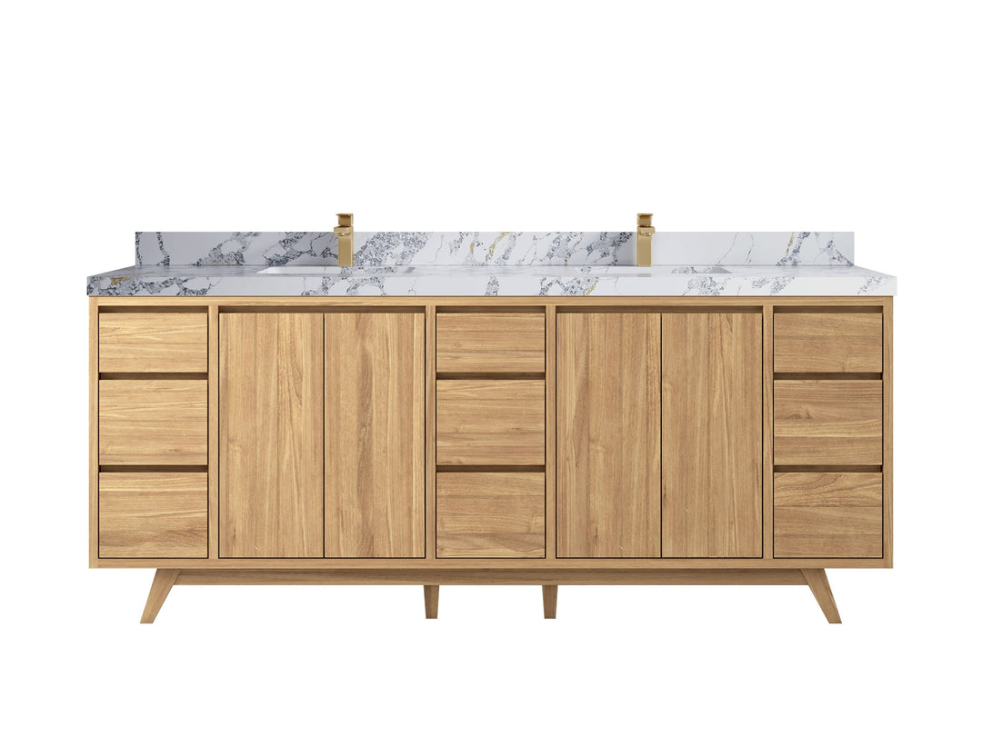 Madison Teak Wood 84 in. W x 22 in. D Double Sink Bathroom Vanity - Willow Bath and Vanity