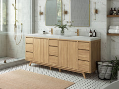 Madison Teak Wood 84 in. W x 22 in. D Double Sink Bathroom Vanity - photo 2