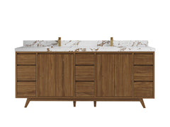 Madison Teak Wood 84 in. W x 22 in. D Double Sink Bathroom Vanity - photo 22