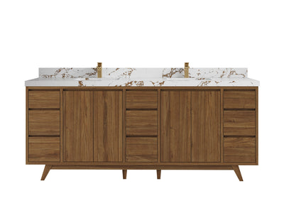 Madison Teak Wood 84 in. W x 22 in. D Double Sink Bathroom Vanity - Willow Bath and Vanity