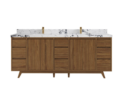 Madison Teak Wood 84 in. W x 22 in. D Double Sink Bathroom Vanity - Willow Bath and Vanity