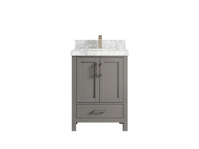 Malibu 24-inch bathroom vanity in Elephant Skin Gray with Carrara Marble countertop