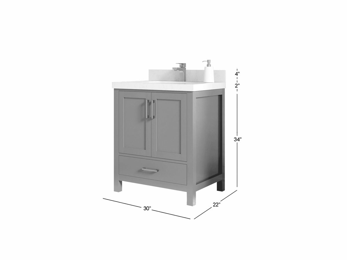 Malibu 30 in. W x 22 in. D Single Sink Bathroom Vanity - Willow Bath and Vanity
