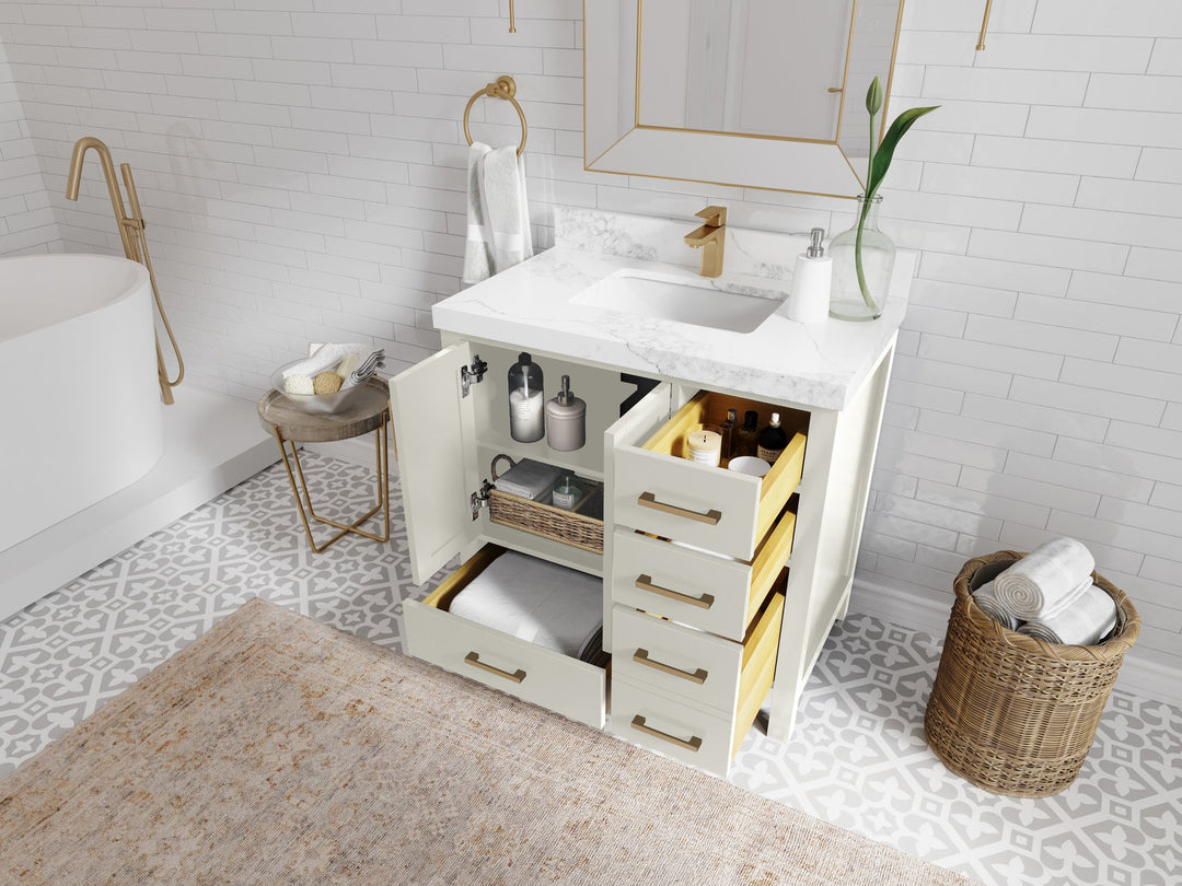Malibu 36 in. W x 22 in. D Bathroom Vanity Center Sink - Willow Bath and Vanity