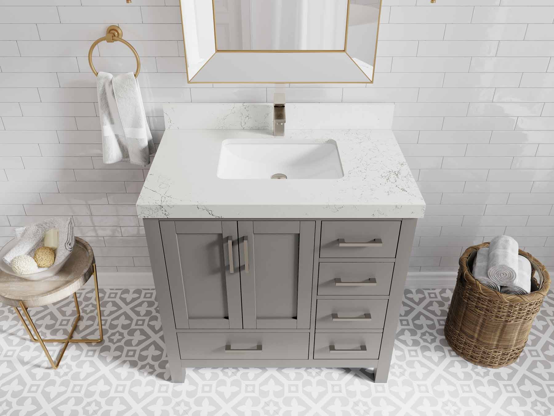Malibu 36 in. W x 22 in. D Bathroom Vanity Center Sink - Willow Bath and Vanity