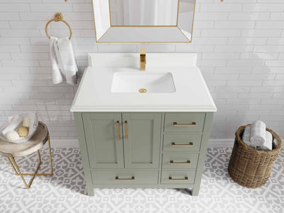 Malibu 36 in. W x 22 in. D Bathroom Vanity Center Sink - Willow Bath and Vanity