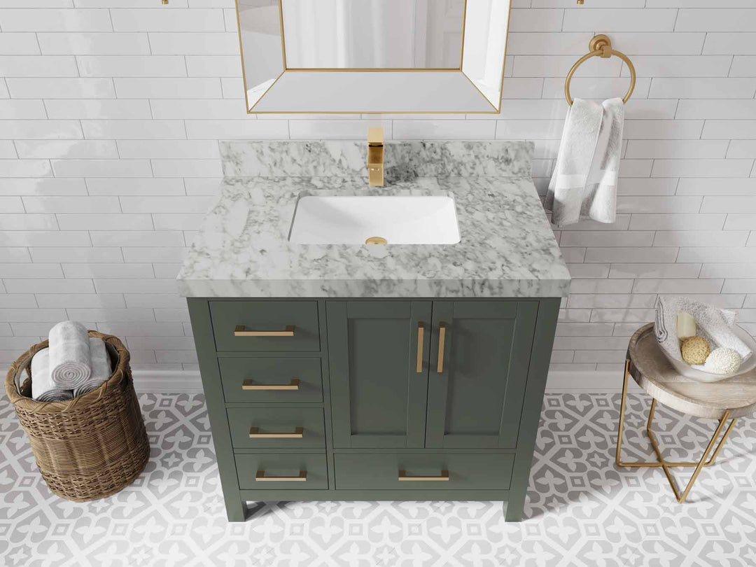 Malibu 36 in. W x 22 in. D Bathroom Vanity Center Sink 2 - Willow Bath and Vanity