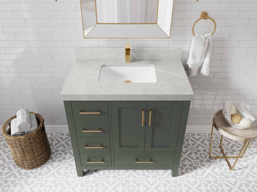 Malibu 36 in. W x 22 in. D Bathroom Vanity Center Sink 2 - Willow Bath and Vanity