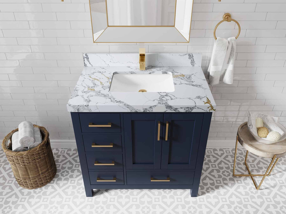 Malibu 36 in. W x 22 in. D Bathroom Vanity Center Sink 2 - Willow Bath and Vanity