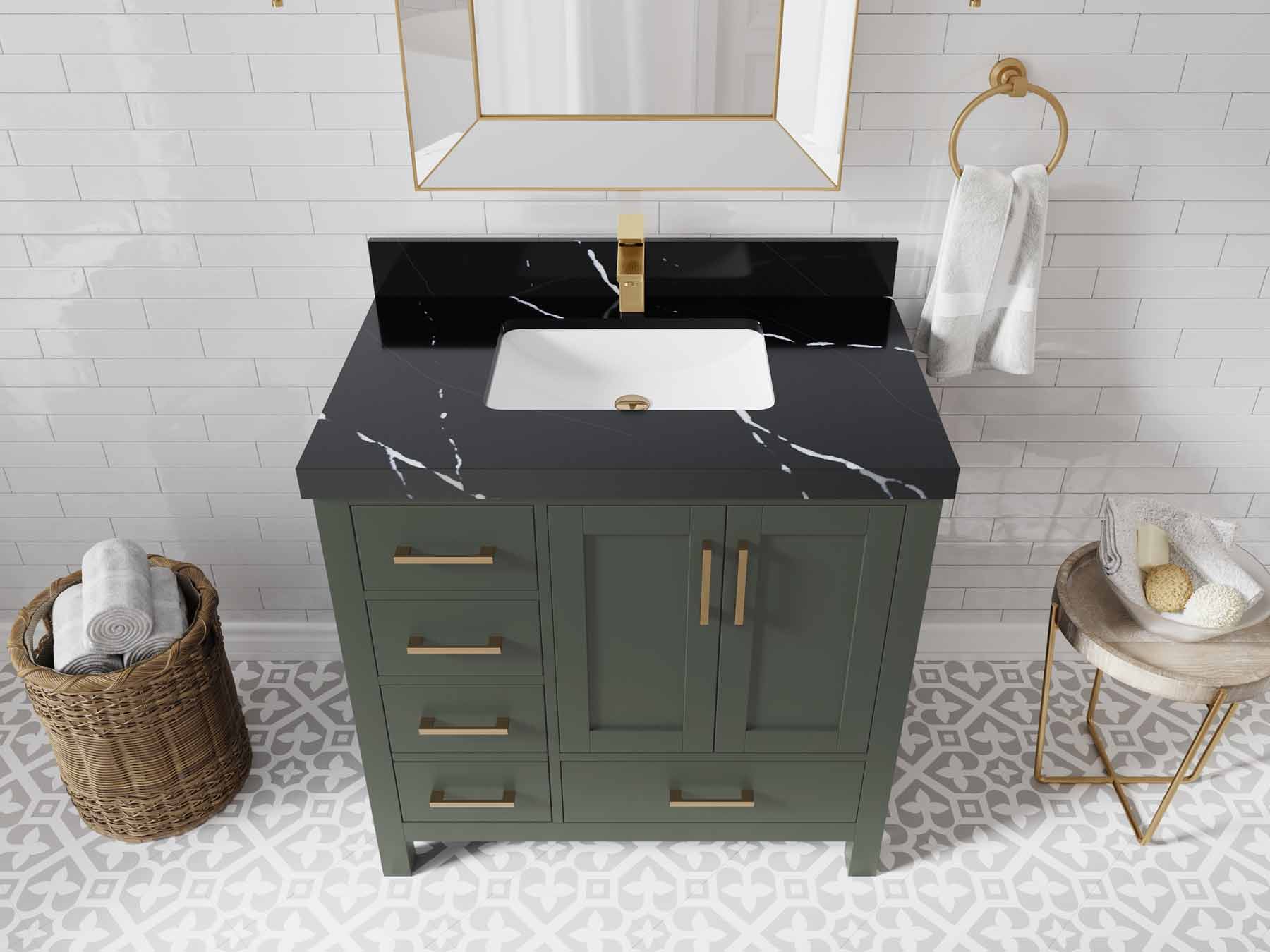 Malibu 36 in. W x 22 in. D Bathroom Vanity Center Sink 2 - Willow Bath and Vanity