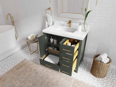 Malibu 36 in. W x 22 in. D Bathroom Vanity Center Sink 2 - Willow Bath and Vanity