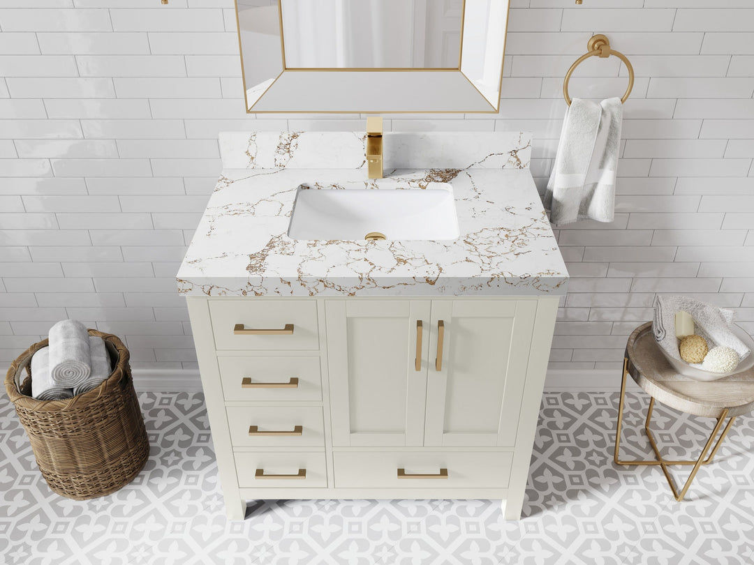 Malibu 36 in. W x 22 in. D Bathroom Vanity Center Sink 2 - Willow Bath and Vanity
